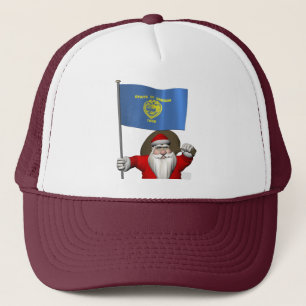 Santa Claus With Ensign Of Oregon Trucker Hat