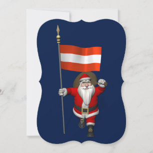 Santa Claus With Ensign Of Österreich Holiday Card
