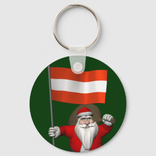 Santa Claus With Ensign Of Österreich Key Ring