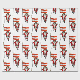 Santa Claus With Ensign Of Österreich Wrapping Paper