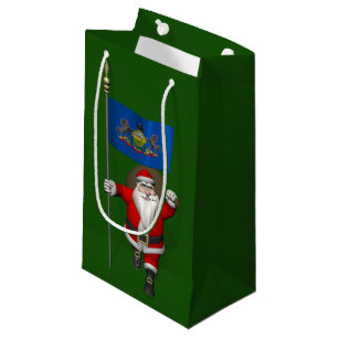 Santa Claus With Ensign Of  Pennsylvania Small Gift Bag