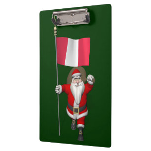 Santa Claus With Ensign Of Peru Clipboard
