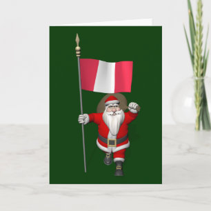 Santa Claus With Ensign Of Peru Holiday Card