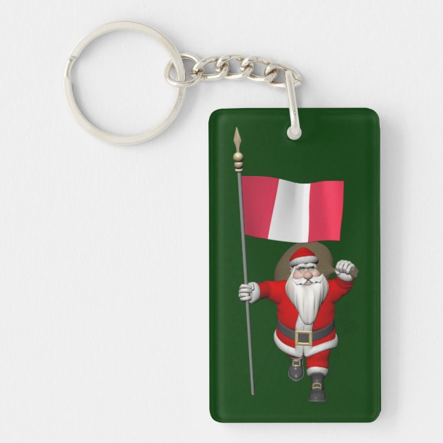 Santa Claus With Ensign Of Peru Key Ring (Front)