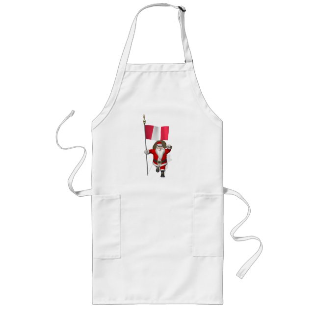 Santa Claus With Ensign Of Peru Long Apron (Front)