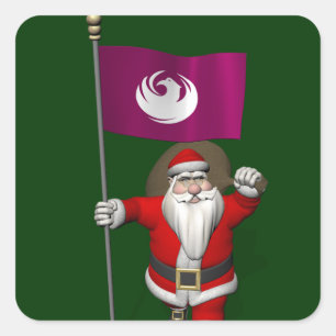 Santa Claus With Ensign Of Phoenix Sticker
