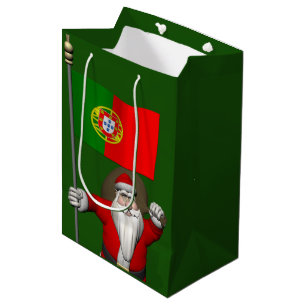 Santa Claus With Ensign Of Portugal Medium Gift Bag