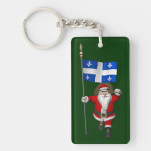 Santa Claus With Ensign Of Québec CDN Key Ring