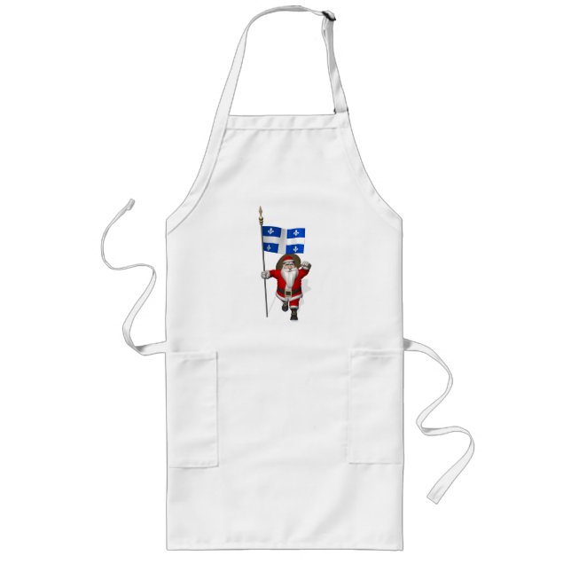 Santa Claus With Ensign Of Québec CDN Long Apron (Front)