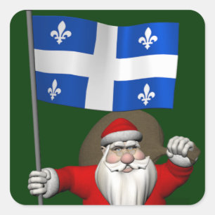 Santa Claus With Ensign Of Québec CDN Square Sticker