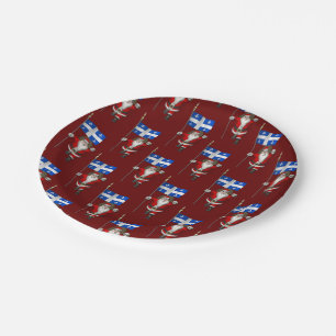 Santa Claus With Ensign Of Québec Paper Plate