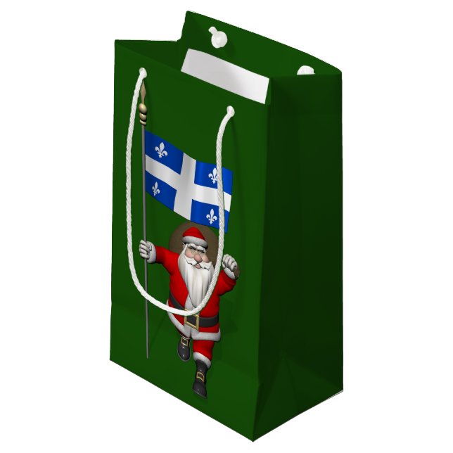 Santa Claus With Ensign Of Québec Small Gift Bag (Front Angled)