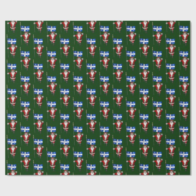 Santa Claus With Ensign Of Québec Wrapping Paper (Flat)