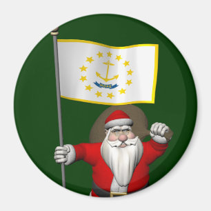 Santa Claus With Ensign Of Rhode Island Magnet