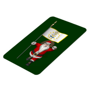 Santa Claus With Ensign Of Rhode Island Magnet