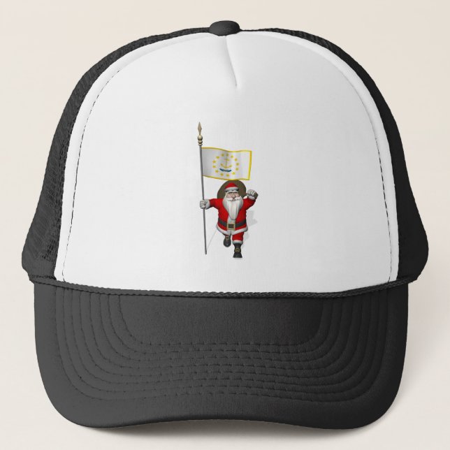 Santa Claus With Ensign Of Rhode Island Trucker Hat (Front)