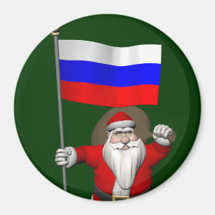 Santa Claus With Ensign Of Russia Magnet
