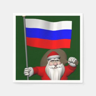 Santa Claus With Ensign Of Russia Napkin
