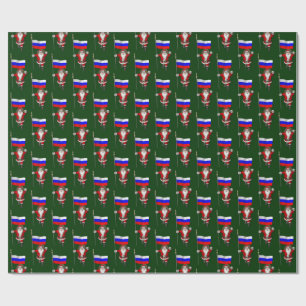 Santa Claus With Ensign Of Russia Wrapping Paper