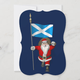 Santa Claus With Ensign Of Scotland Holiday Card