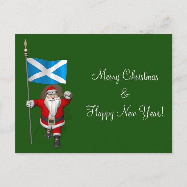 Santa Claus With Ensign Of Scotland Holiday Postcard (Front)