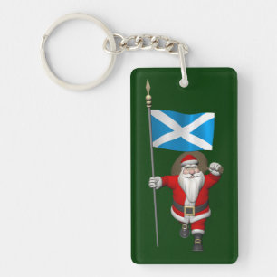 Santa Claus With Ensign Of Scotland Key Ring