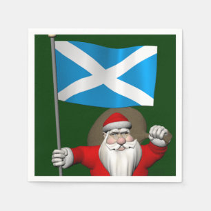 Santa Claus With Ensign Of Scotland Napkin
