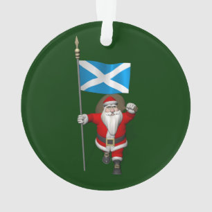 Santa Claus With Ensign Of Scotland Ornament