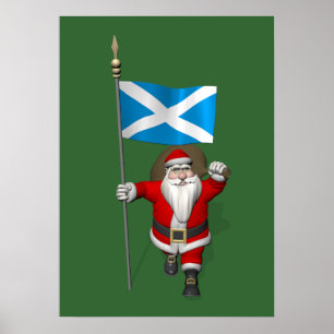 Santa Claus With Ensign Of Scotland Poster