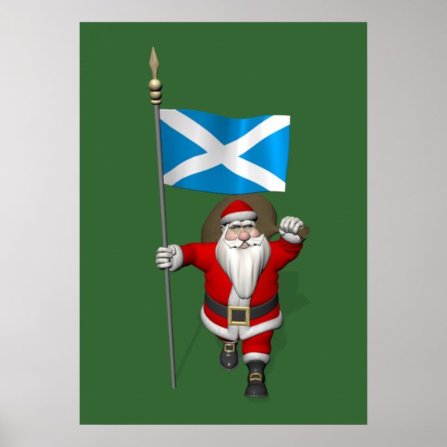 Santa Claus With Ensign Of Scotland Poster (Front)