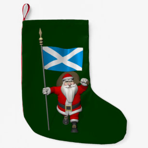 Santa Claus With Ensign Of Scotland Small Christmas Stocking