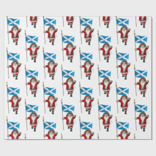 Santa Claus With Ensign Of Scotland Wrapping Paper