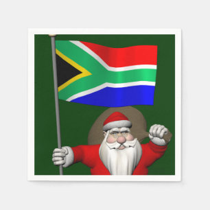 Santa Claus With Ensign Of South Africa Napkin