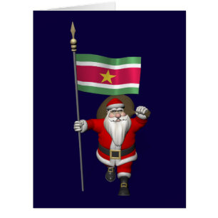 Santa Claus With Ensign Of Suriname