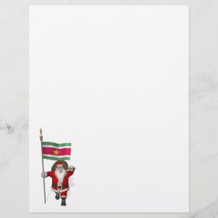 Santa Claus With Ensign Of Suriname