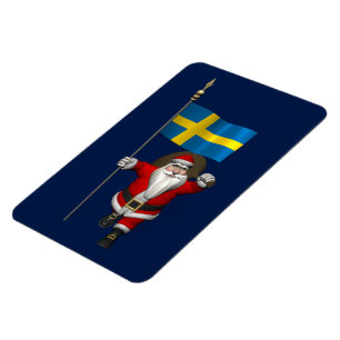 Santa Claus With Ensign Of Sweden Magnet