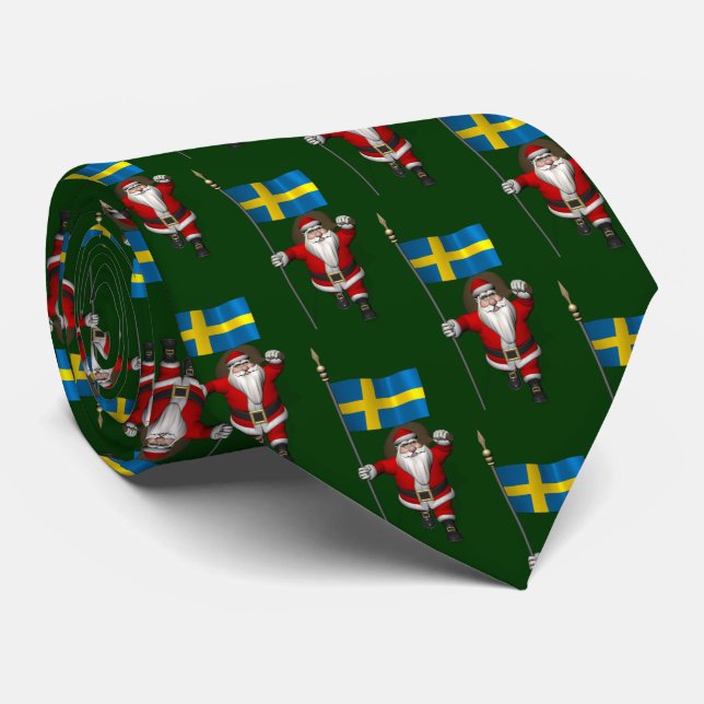 Santa Claus With Ensign Of Sweden Tie (Rolled)
