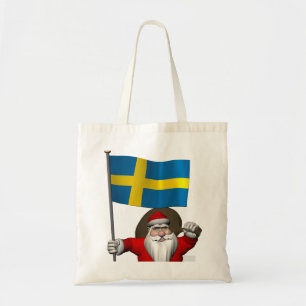 Santa Claus With Ensign Of Sweden Tote Bag