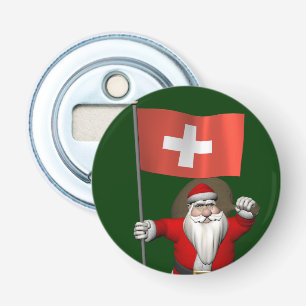 Santa Claus With Ensign Of Switzerland Bottle Opener