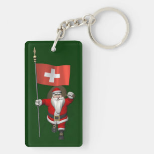 Santa Claus With Ensign Of Switzerland Key Ring
