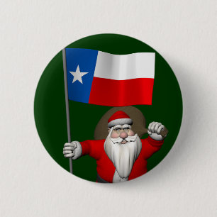 Santa Claus With Ensign Of Texas 6 Cm Round Badge