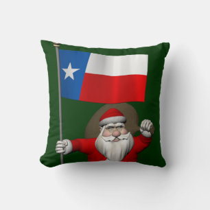 Santa Claus With Ensign Of Texas Cushion