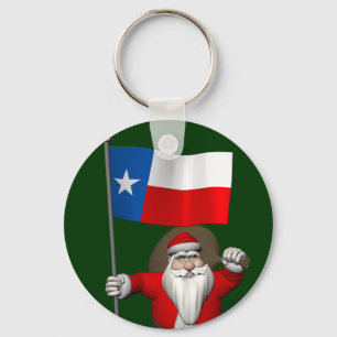 Santa Claus With Ensign Of Texas Key Ring