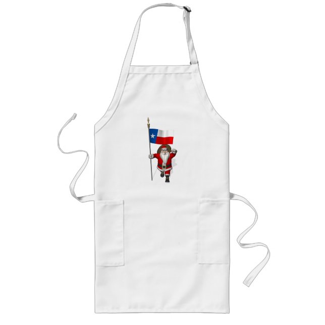 Santa Claus With Ensign Of Texas Long Apron (Front)