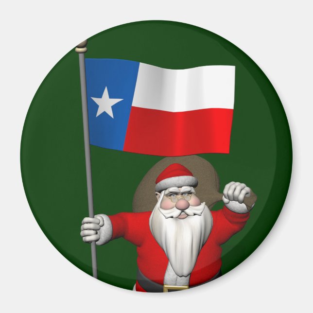Santa Claus With Ensign Of Texas Magnet (Front)