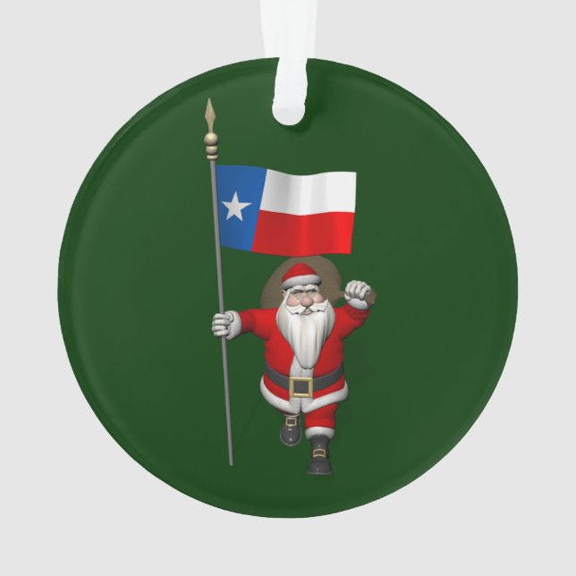 Santa Claus With Ensign Of Texas Ornament (Back)