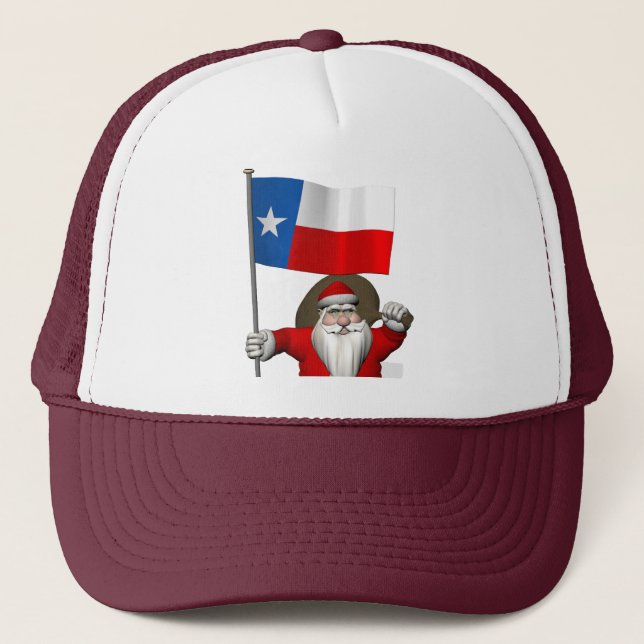 Santa Claus With Ensign Of Texas Trucker Hat (Front)