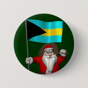 Santa Claus With Ensign Of The Bahamas 6 Cm Round Badge