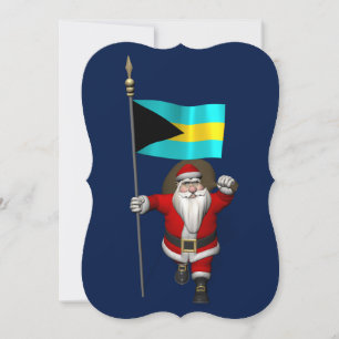 Santa Claus With Ensign Of The Bahamas Holiday Card