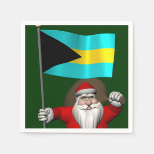 Santa Claus With Ensign Of The Bahamas Napkin